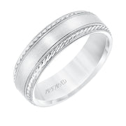 11-WV8672W65-G.00 - Goldman - 6.5 MM Comfort Fit Wedding Band with Satin Finish, Rope and Milgrain Accent with Milgrain Edges