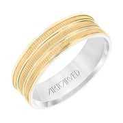 11-WV8830YW65-G.00 - ARTCARVED - Mens Comfort Fit Wedding Band with Yellow Gold Exterior with Coin Finish with Polished Flat Cuts and Polished Flat Edge with White Gold Interior