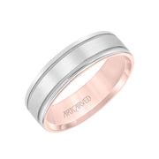 11-WV8831RW6-G.00 - Goldman - Mens Comfort Fit Wedding Band with Rose Gold Exterior with Brushed Center with Milgrain Accents and Polished Round Edge with White Gold Interior