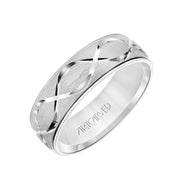 11-WV8875W65-G.00 - ARTCARVED - Mens Comfort Fit Wedding Band with Chrystalline Finish with Swiss Cut Infinity Design Center and Polished Round Edge