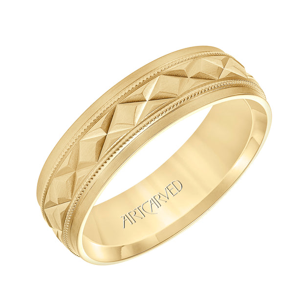 11-WV8878Y65-G.00 - ARTCARVED - Low Dome Flat Edge Carved Wedding Band