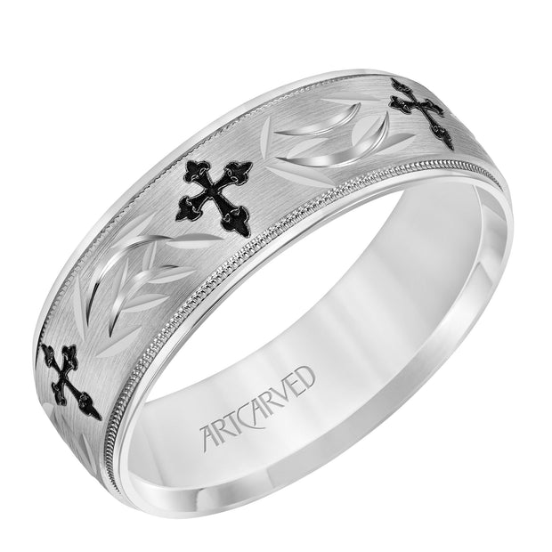 11-WV8909W7-G.00 - ARTCARVED - Low Dome Round Edge Carved Wedding Band