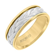 11-WV9214YW7-G.00 - ARTCARVED - 7MM Mens Wedding Band -  Brushed Finish with Braided Center Design and Round Edge