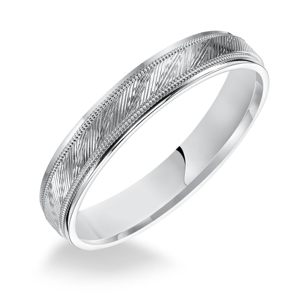 Flat Round Edge Carved Wedding Band