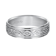 11-WV7322W-G.00 - ARTCARVED - Comfort Fit, engraved wedding band with milgrain detail and flat edgess