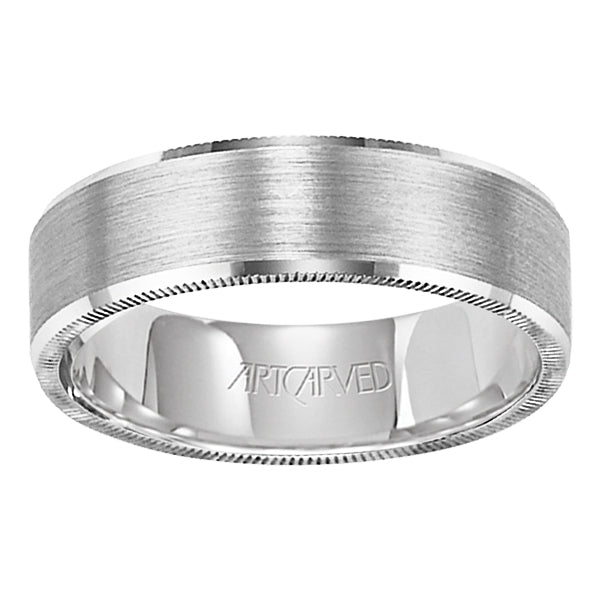 11-WV7368W-G.00 - ARTCARVED - Comfort Fit, engraved wedding band with satin finish and detailed edges