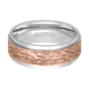 11-WV7479WR-G.00 - ARTCARVED - Comfort Fit wedding band with brushed hammered finish and bright flat edges Please note hand hammered styles will have slight variations due to the nature of the manufacturing process