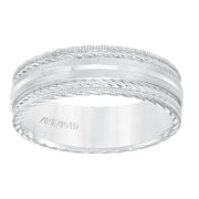 11-WV8641W7-G.00 - Goldman - Mens wedding band with satin finish and milgrain edge, rope treatment on top and the sides with flat profile.