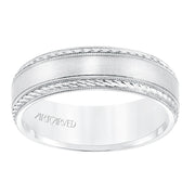 11-WV8672W65-G.00 - Goldman - 6.5 MM Comfort Fit Wedding Band with Satin Finish, Rope and Milgrain Accent with Milgrain Edges
