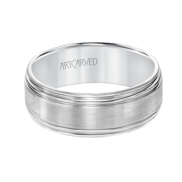 11-WV8890W8-G.00 - ARTCARVED - Flat Round Edge Carved Wedding Band