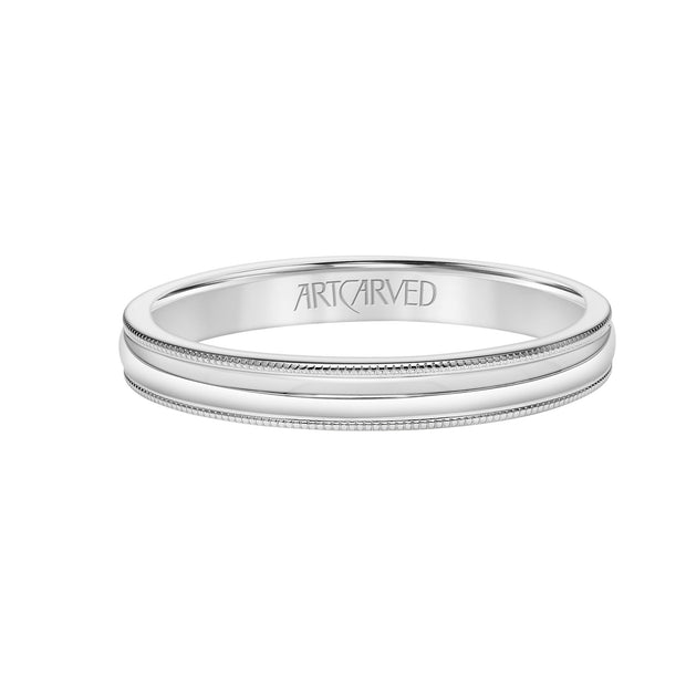 11-WV8897W3-G.00 - ARTCARVED - 3MM Carved Low Dome Band with Milgrain Edge