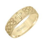 Low Dome Step Edge Carved Wedding Band