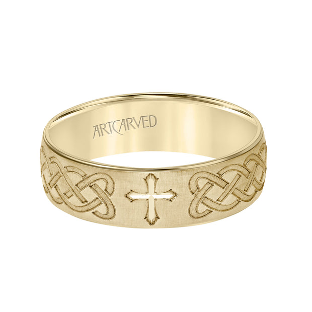 11-WV8908Y65-G.00 - ARTCARVED - Low Dome Step Edge Carved Wedding Band
