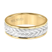 11-WV9215YW7-G.00 - ARTCARVED - 7MM Mens Wedding Band -  Brushed Finish with Braided Center Design and Round Edge