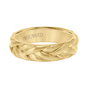 11-WV9216Y6-G.00 - ARTCARVED - 6MM Mens Wedding Band - Brush Finish with Braided Design and Flat Edge