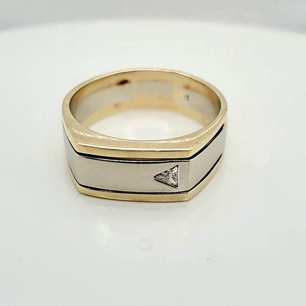 Mens 14kt Yellow and White Gold and Diamond Ring