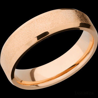 6 mm wide Beveled 14K Rose Gold band.