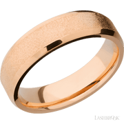 6 mm wide Beveled 14K Rose Gold band.