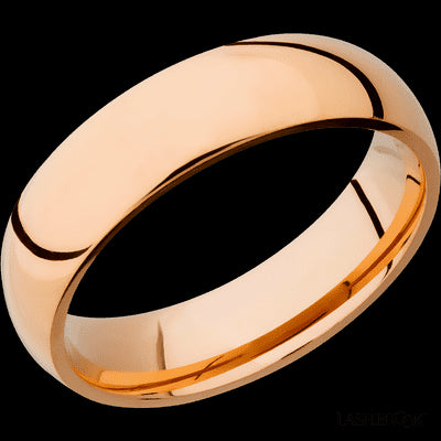 6 mm wide Domed 14K Rose Gold band.