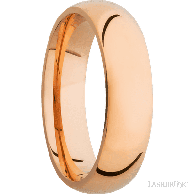 6 mm wide Domed 14K Rose Gold band.