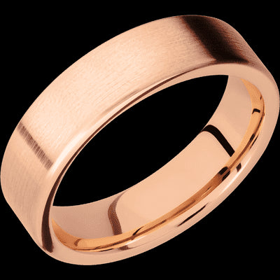 6 mm wide Flat 14K Rose Gold band.