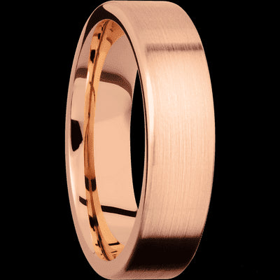 6 mm wide Flat 14K Rose Gold band.