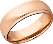 14K Rose gold 7mm domed band with grooved edges