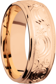 14K Rose gold band with scroll MJBA pattern