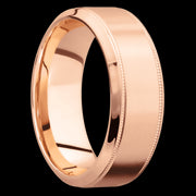 8 mm wide High Bevel Milgrain 14K Rose Gold band.