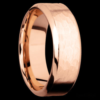 8 mm wide High Bevel 14K Rose Gold band.