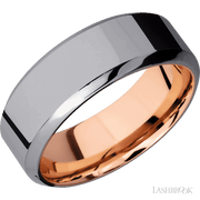 8 mm wide High Bevel Tantalum band featuring a 14K Rose Gold sleeve.