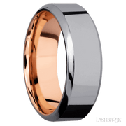 8 mm wide High Bevel Tantalum band featuring a 14K Rose Gold sleeve.