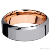 8 mm wide High Bevel Tantalum band featuring a 14K Rose Gold sleeve.