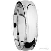 6 mm wide Domed Milgrain Edges 14K White Gold band.