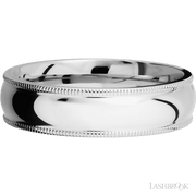 6 mm wide Domed Milgrain Edges 14K White Gold band.