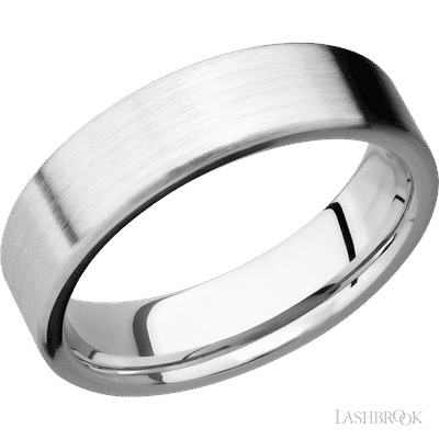 6 mm wide Flat 14K White Gold band.