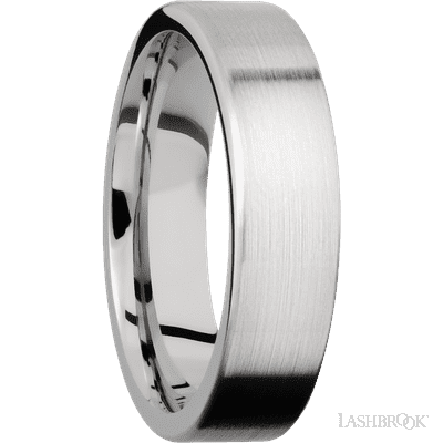 6 mm wide Flat 14K White Gold band.
