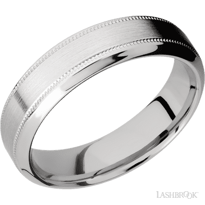 6 mm wide High Bevel Milgrain 14K White Gold band.