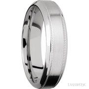 6 mm wide High Bevel Milgrain 14K White Gold band.