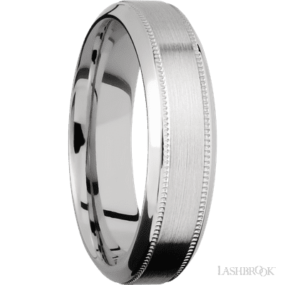 6 mm wide High Bevel Milgrain 14K White Gold band.