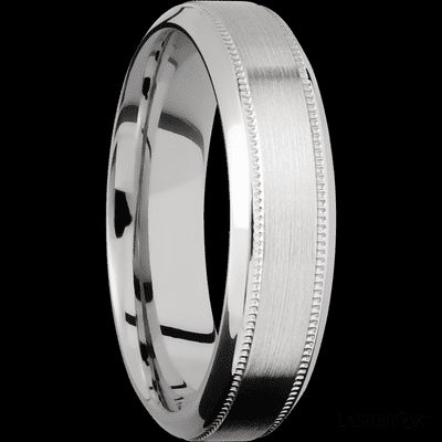 6 mm wide High Bevel Milgrain 14K White Gold band.