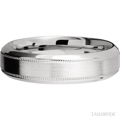 6 mm wide High Bevel Milgrain 14K White Gold band.