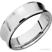 7 mm wide Concave Bevel 14K White Gold band.