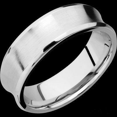 7 mm wide Concave Bevel 14K White Gold band.