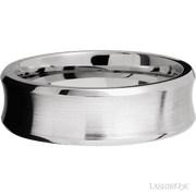 7 mm wide Concave Bevel 14K White Gold band.