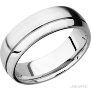 7 mm wide Domed with Off Center Accent Groove 14K White Gold band.