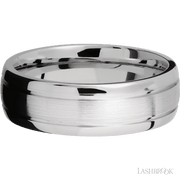 7 mm wide Domed with two accent grooves 14K White Gold band.