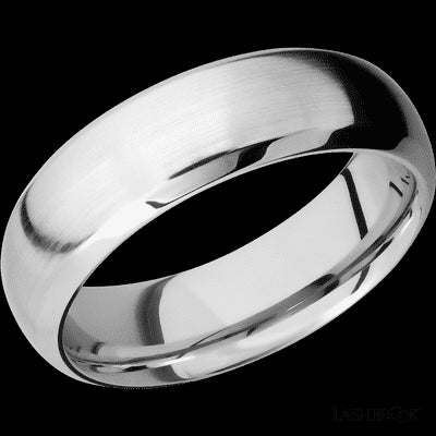 7 mm wide Domed Bevel 14K White Gold band.