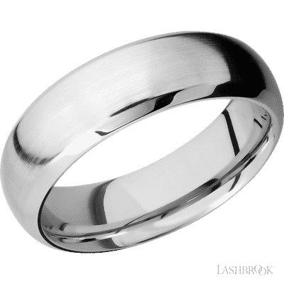 7 mm wide Domed Bevel 14K White Gold band.