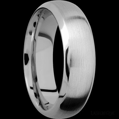 7 mm wide Domed Bevel 14K White Gold band.